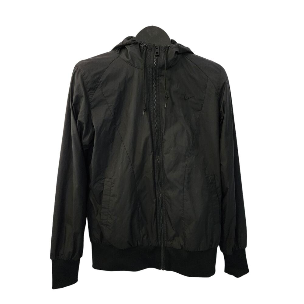 Nike Athletic Dept Womens Jacket Full Zip Hooded Black Size Large Pre-Owned